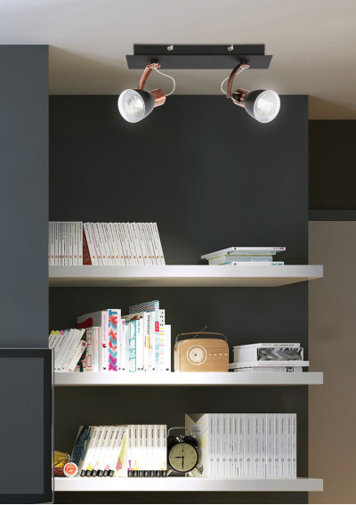 Markus ceiling light 2xGU10 copper / black 30 cm - product image 1