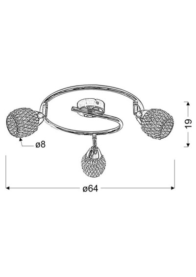 Lampa sufitowa Clear 3xG9 chromowy 64 cm - wymiary produktu