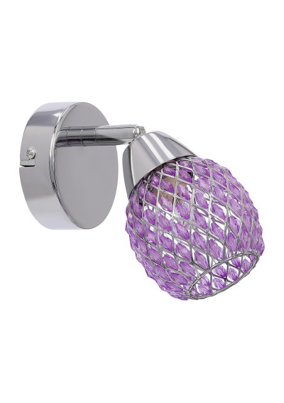 Lampa ścienna Clear 1xG9 chromowy, kryształki fioletowe 14 cm