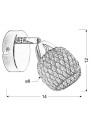 Clear wall light 1xG9 chromee, kryształki fioletowe 14 cm - product dimensions