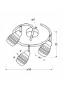 Lampa sufitowa Milton 3xE14 chromowy 38 cm - wymiary produktu