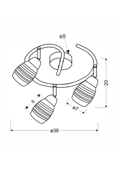 Milton ceiling light 3xE14 chromee 38 cm - product dimensions
