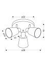 Pin ceiling light 3xE14 chromee 38 cm - product dimensions