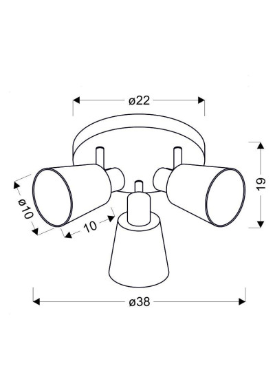 Lampa sufitowa Pin 3xE14 chromowy 38 cm - wymiary produktu