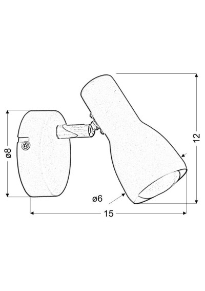 Lampa ścienna Picardo 1xE14 czarny 8 cm - wymiary produktu