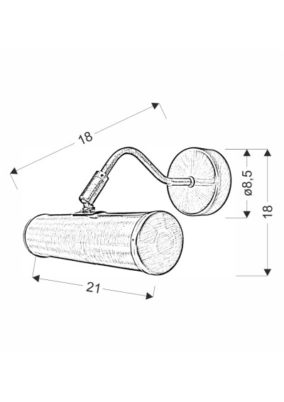 Lampa ścienna Renoir 1xE14 satynowy 21 cm - wymiary produktu