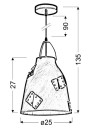 Lampa wisząca Patch 1xE27 szary 25 cm - wymiary produktu