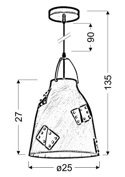 Lampa wisząca Patch 1xE27 szary 25 cm - wymiary produktu