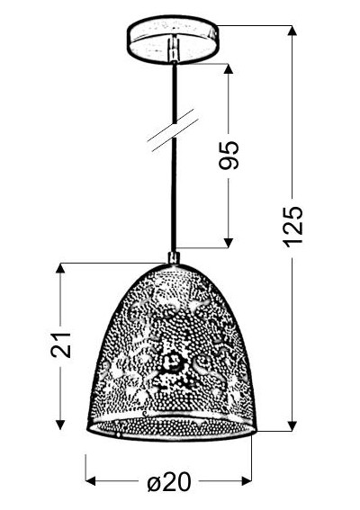 Sfinks pendant light 1xE27 patynowy 20 cm - product dimensions