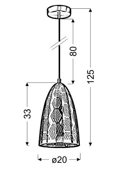 Sfinks pendant light 1xE27 copper 20 cm - product dimensions