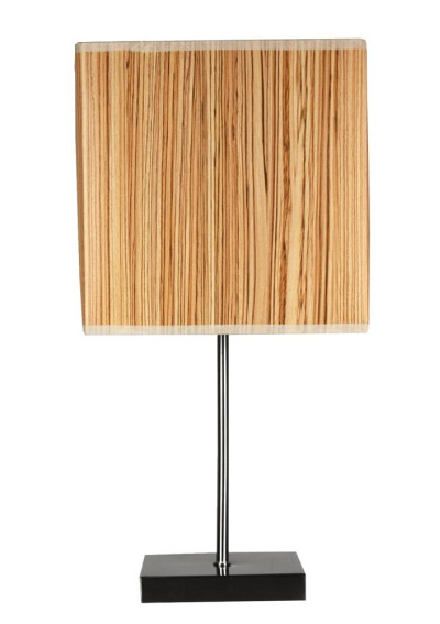 Lampa stołowa Cajman 1xE14 satynowy, abażur sosnowy 20 cm