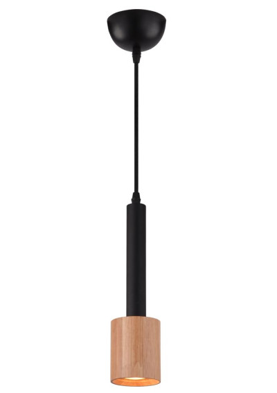Lampa wisząca Tantal 1xGU10 czarny + drewniany 7,5 cm