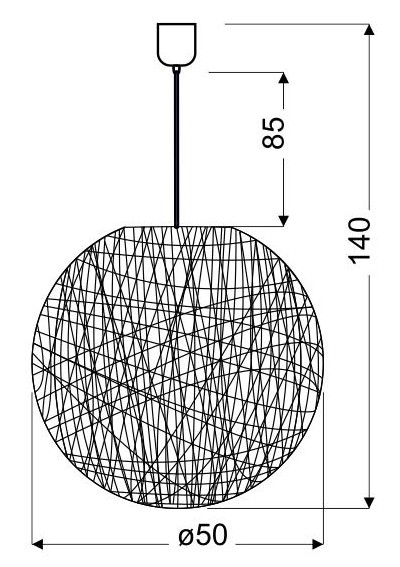 Caruba pendant light 1xE27 brown 50 cm - product dimensions
