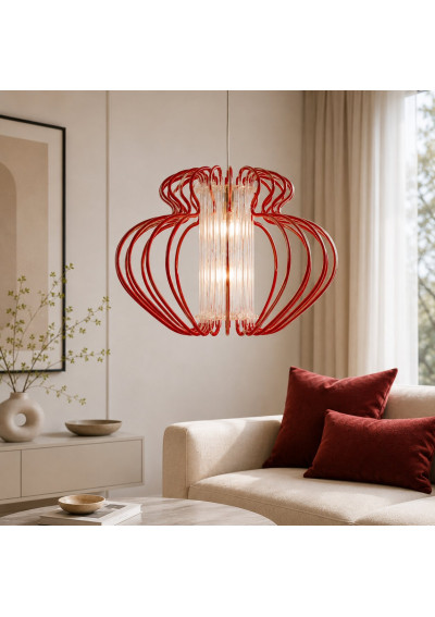 Lampa wisząca Imperia 1xE27 czerwony 52 cm - zdjęcie produktu 1