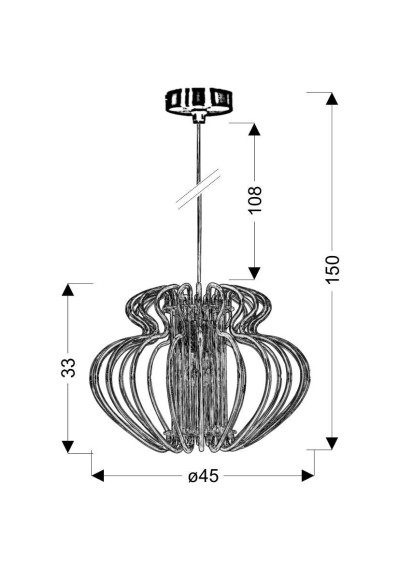 Lampa wisząca Imperia 1xE27 niebieski 45 cm - wymiary produktu