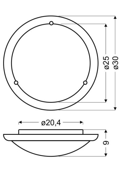 Plafon30 ceiling light 1xE27 dębowy 30 cm - product dimensions