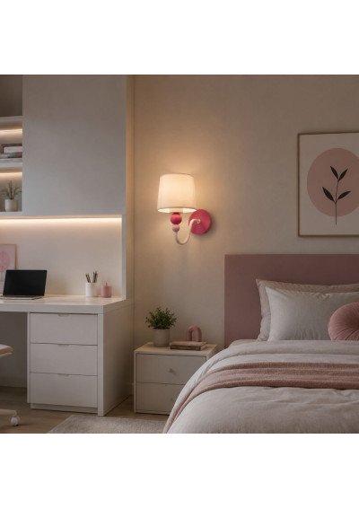Lampa ścienna Bebe 1xE27 biały + różowy 18 cm - zdjęcie produktu 2