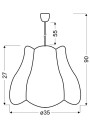 Zuza pendant light 1xE27 pink 35 cm - product dimensions