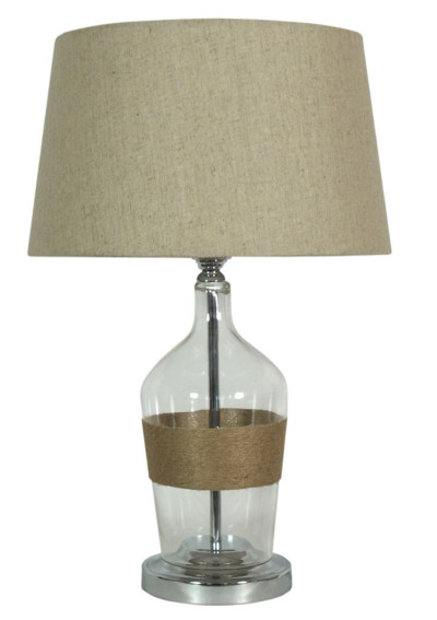 Lampa stołowa Eco 1xE27 szkło bezbarwne / abażur beżowy 40 cm