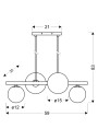 Kama pendant light 4xG9 mosiężny 59 cm - product dimensions