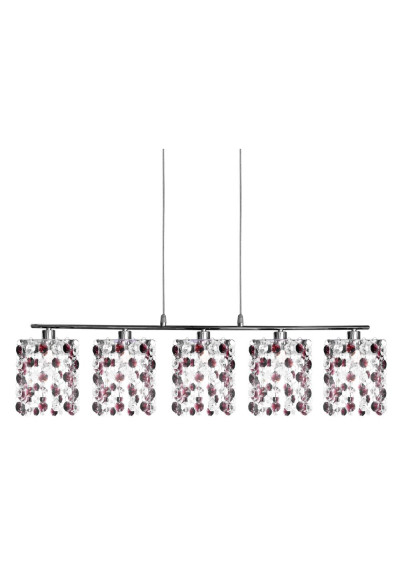 Classic pendant light G9 chromee, kryształki burgund 80 cm