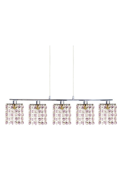 Classic pendant light G9 chromee, kryształki fioletowe 80 cm