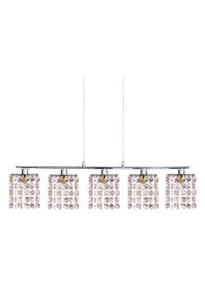 Lampa wisząca Classic G9 chromowy, kryształki fioletowe 80 cm - zdjęcie produktu 1