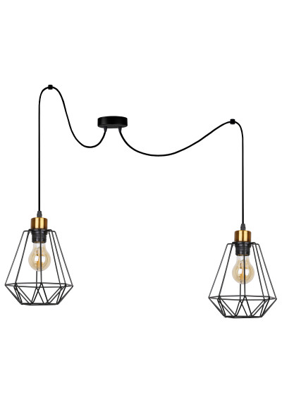 Lampa wisząca Primo 2xE27 czarny + złoty 100 cm