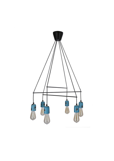 Lampa wisząca Vider 6xE27 czarny + niebieski 67 cm - zdjęcie produktu 1