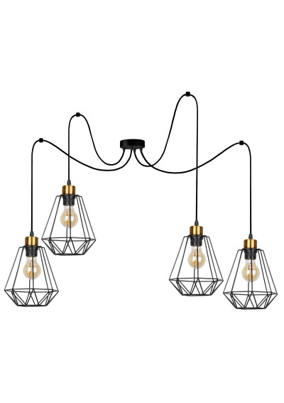 Primo pendant light 4xE27 black / gold 125 cm