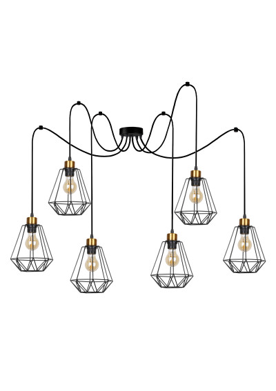 Primo pendant light 6xE27 black / gold 175 cm