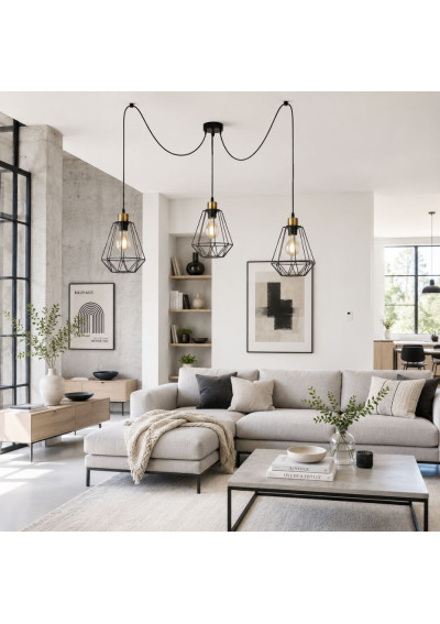 Lampa wisząca Primo 3xE27 czarny + złoty 125 cm - zdjęcie produktu 1