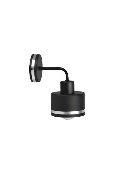 Lampa ścienna Wama 1xE27 czrany + srebrny 17 cm