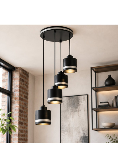 Wama pendant light 4xE27 black / silver 40 cm - product image 1