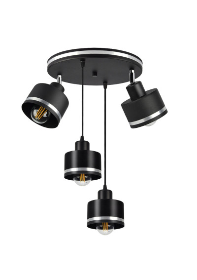 Lampa wisząca Wama 4xE27 czarny + srebrny 37 cm