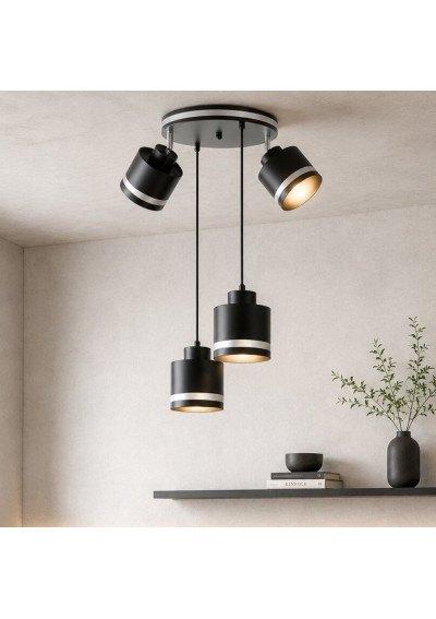 Lampa wisząca Wama 4xE27 czarny + srebrny 37 cm - zdjęcie produktu 1