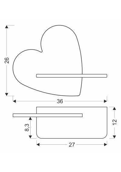 Heart wall light 5 W LED 4000 K 36 cm - product dimensions