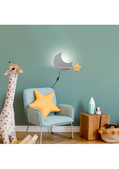 Moon wall light 5 W LED 4000 K grey/gold 39,5 cm - product image 1