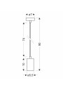 Tubo pendant light 1xGU10 7 cm - product dimensions