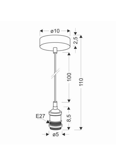 Zawiesie do lampy Zawiesie E27 czarny 10 cm - wymiary produktu