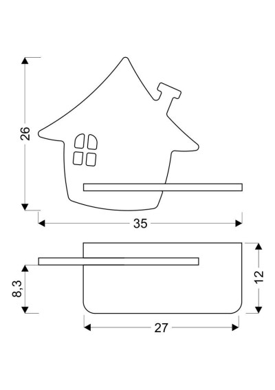 Lampa ścienna House 4 W LED 4000 K 35 cm - wymiary produktu