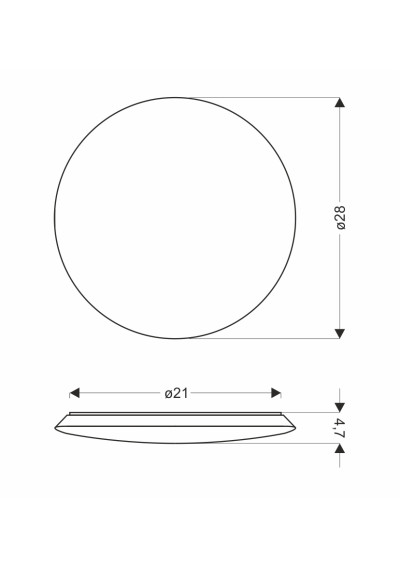 Lampa sufitowa Mega 18 W LED 4000 K biały 28 cm - wymiary produktu