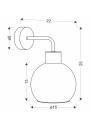 Lady wall light 1xE27 black 22 cm - product dimensions
