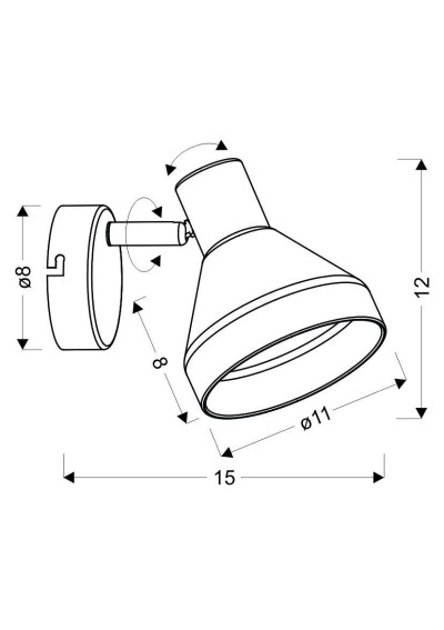 Lampa ścienna Gregory 1xE14 15 cm - wymiary produktu