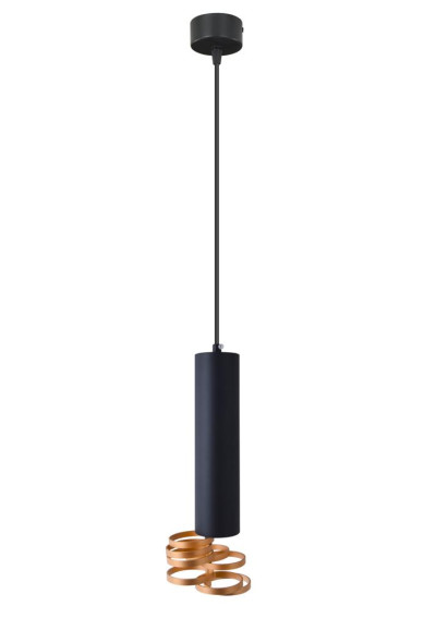 Lampa wisząca Tuba 1xGU10 czarny + złoty 7 cm