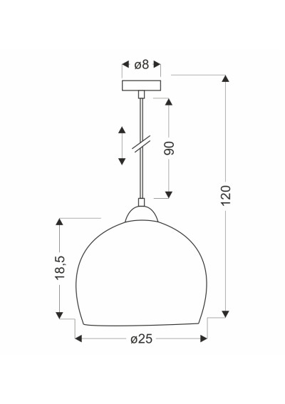 Lampa wisząca Monroe E14 25 cm - wymiary produktu