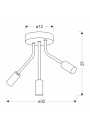 Lampa sufitowa Tiara 3xE14 czarno złoty 32 cm - wymiary produktu