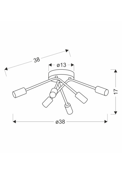 Lampa sufitowa Tiara 6xE14 38 cm - wymiary produktu