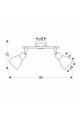Amcos ceiling light 2xE14 black 46 cm - product dimensions