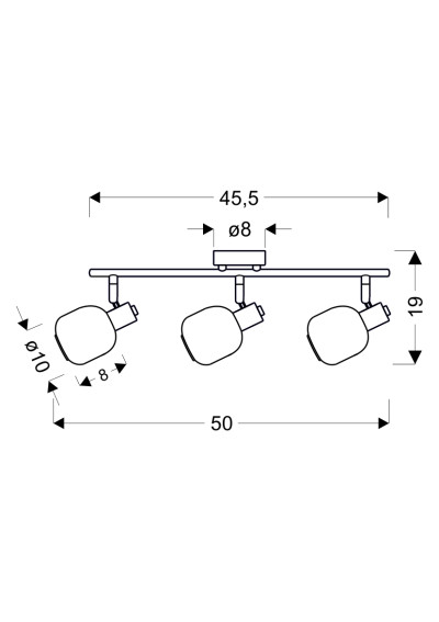 Lampa sufitowa Andrus 3xE14 srebrny 50 cm - wymiary produktu